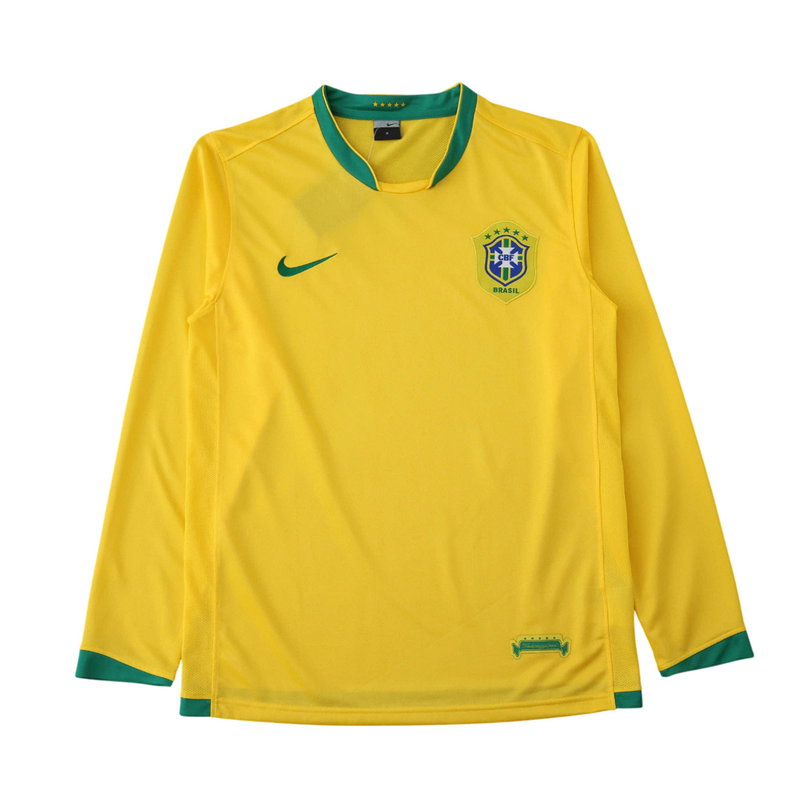 Camiseta retro de la selección brasileña - Camiseta de aficionado de manga larga para hombre (Brasil 2006)