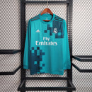 Camiseta retro de manga larga Adidas Real Madrid Away II 17/18 para hombre - Azul