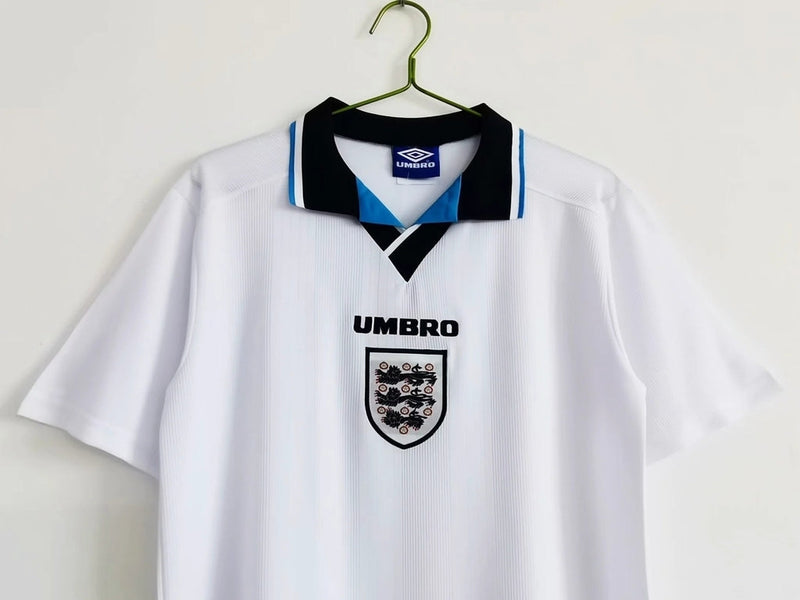 Camiseta retro de local de la selección nacional de Inglaterra de 1996 para hombre - Blanca