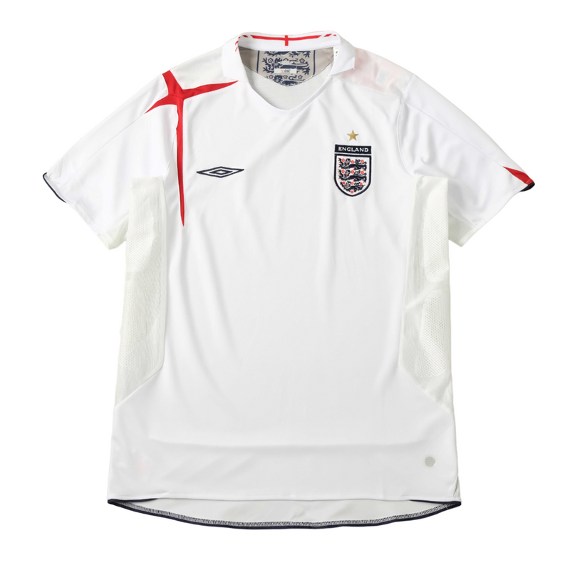 Camiseta retro de local de la selección nacional de Inglaterra 2006 para hombre - Blanca