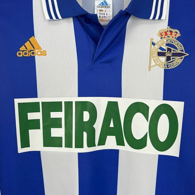 Camiseta retro de aficionado de La Corunã 99-00 para hombre - Azul