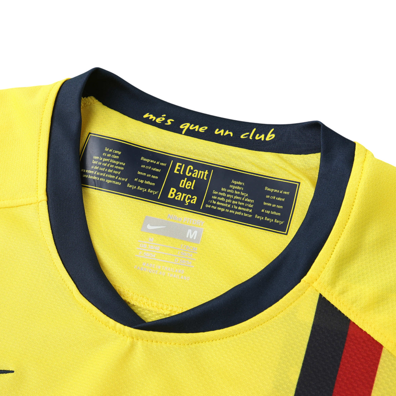 Camiseta retro de manga larga del Barcelona Away II 09/10 para hombre - Amarilla