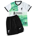Camiseta y pantalón corto para niños del Liverpool Away II 23/24 - Verde y blanco