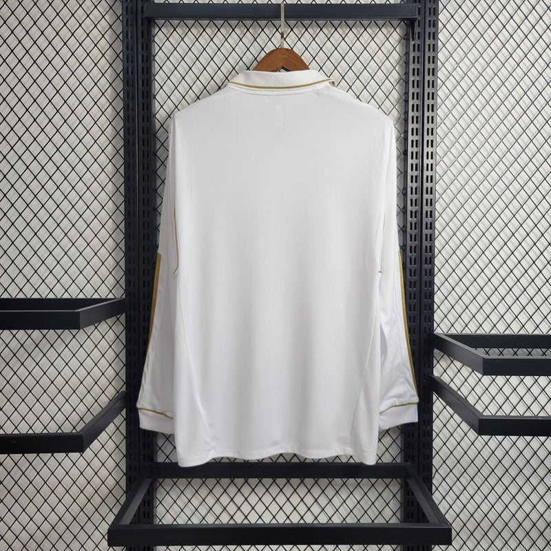 Camiseta retro de manga larga para aficionado Adidas del Real Madrid I 11/12 para hombre - Blanca