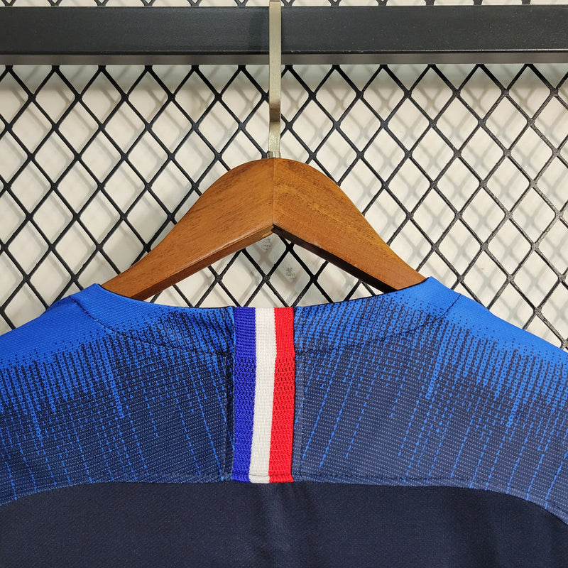 Camiseta retro de Francia 2018 - Manga larga Nike Fan para hombre - Azul