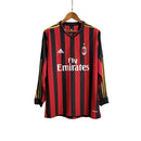 Camiseta retro de manga larga para aficionado de Adidas del Milan I 14/15 para hombre - Negra y roja