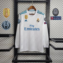 Camiseta retro de manga larga para aficionado del Real Madrid 17/18 de Adidas para hombre - Blanca