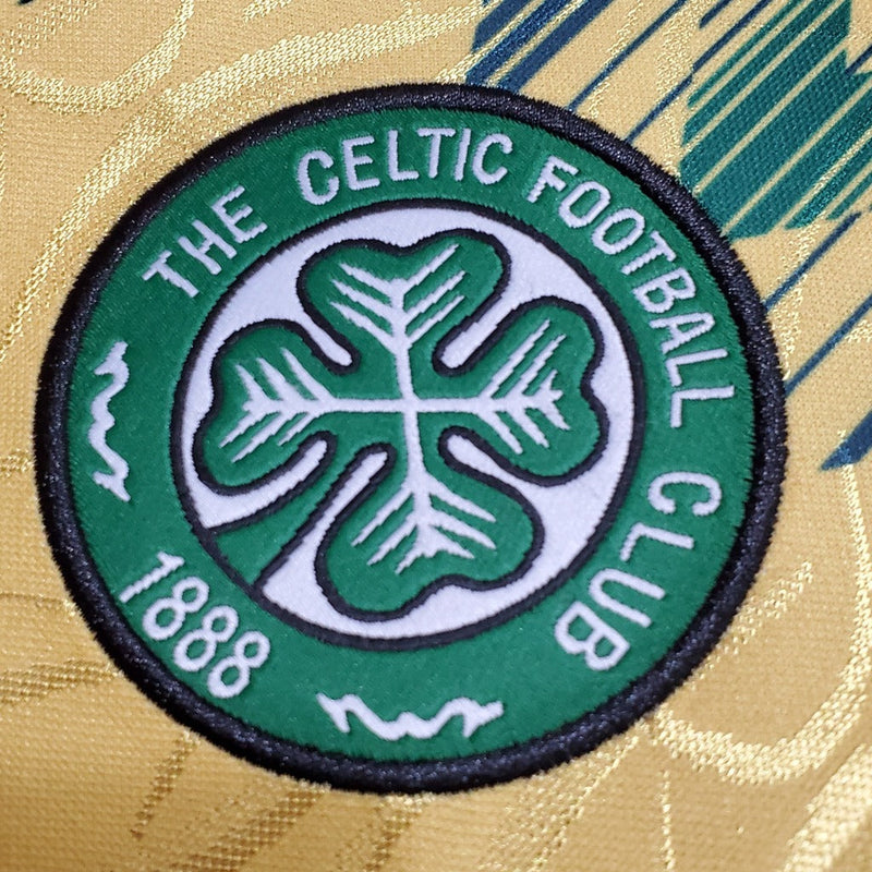 Camiseta retro de visitante del Celtic II 91/92 para hombre - Amarilla