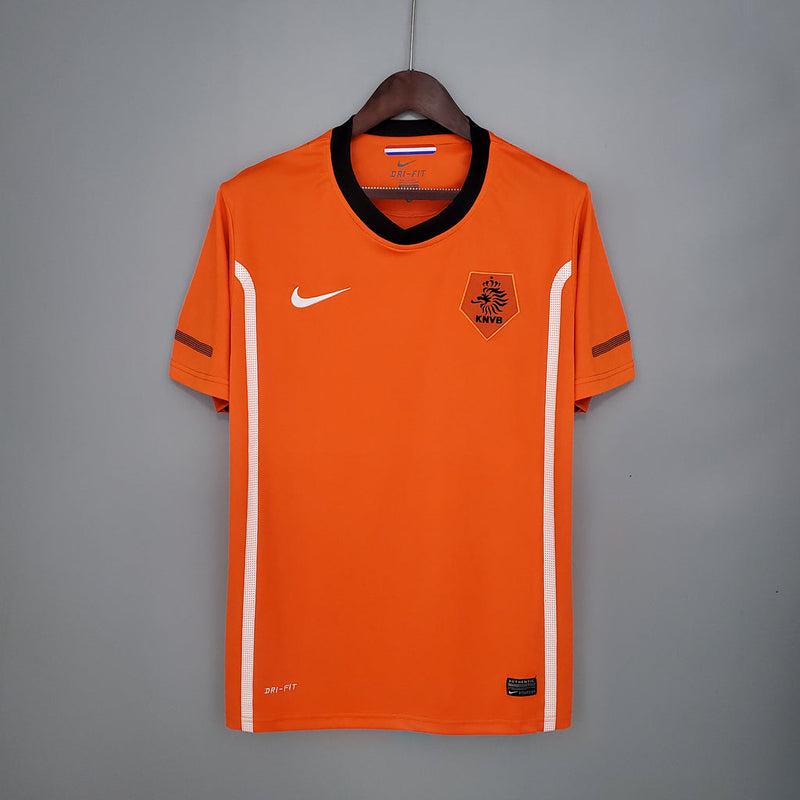 Camiseta retro de local de la selección nacional de Países Bajos 2010 para hombre - Naranja