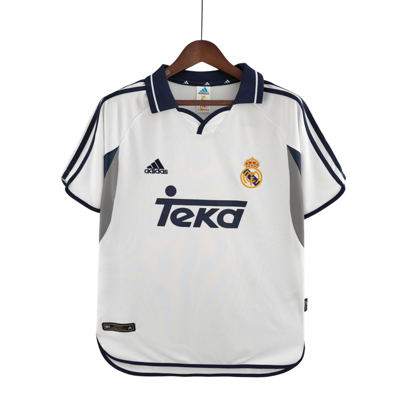 Camiseta retro de aficionado del Real Madrid 00/01 para hombre - Blanca