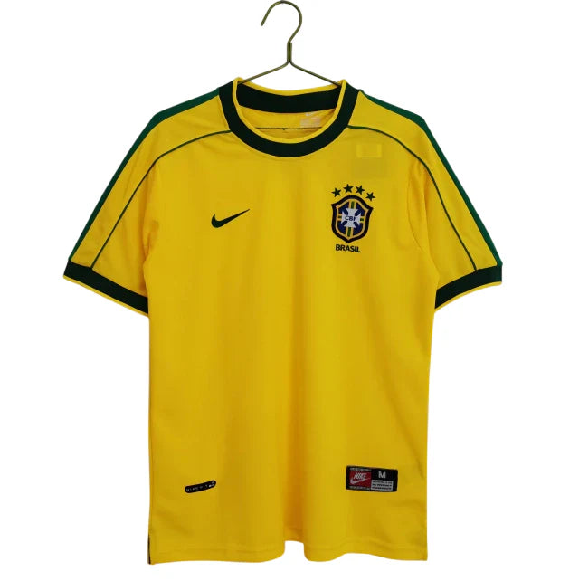 Camiseta retro Nike de la selección nacional de Brasil 1998 para hombre - Amarilla