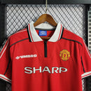 Camiseta retro de manga larga del Manchester United 98/99 para hombre - Roja