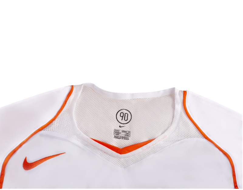 Camiseta retro de la selección nacional de Países Bajos (visitante) 2004 (serie II) para hombre - Blanca