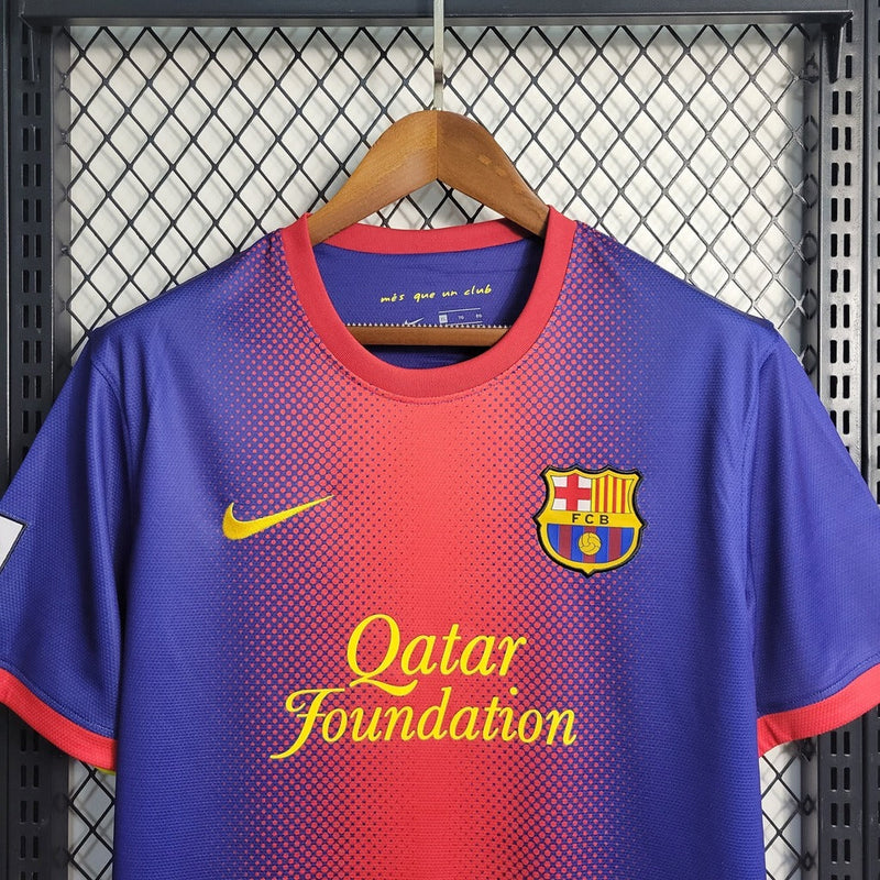 Camiseta retro de aficionado del Barcelona 12/13 para hombre de Kappa - Azul rey y rojo