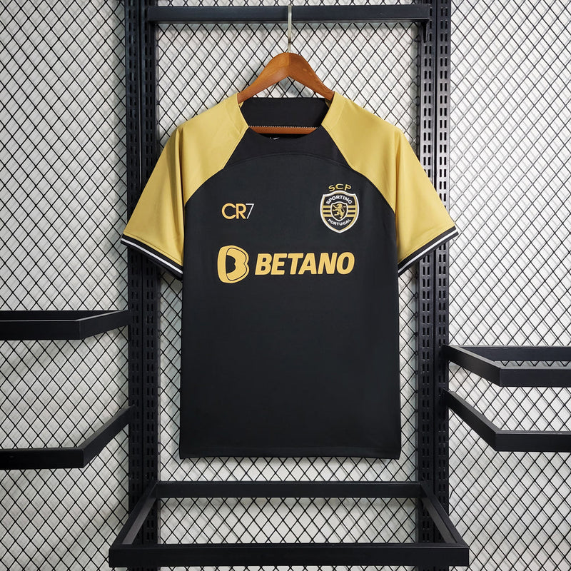 Camiseta de aficionado CR7 para hombre Sporting CR7 III 23/24 - Negro y dorado
