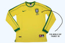 Camiseta retro de la selección brasileña - Camiseta de manga larga de Brasil 1998 para hombre - Amarilla