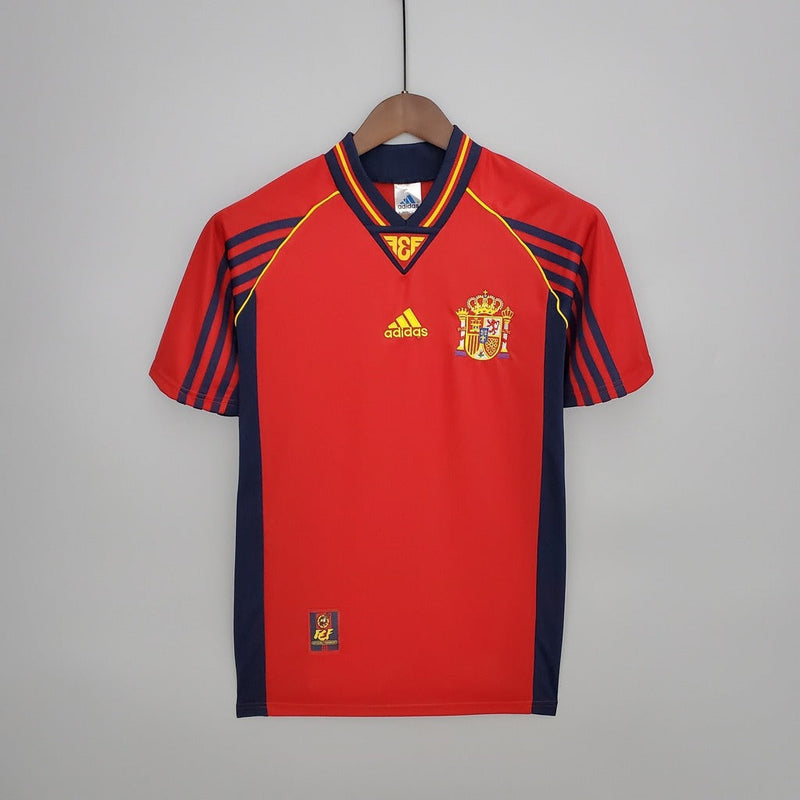 Camiseta retro de aficionado de la selección española de 1998 - Hombre - Roja