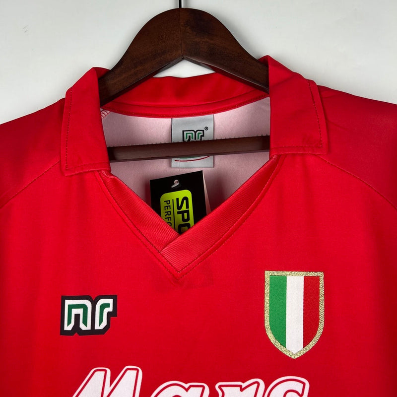 Camiseta retro de aficionado del Napoli Away II 90/91 para hombre - Roja