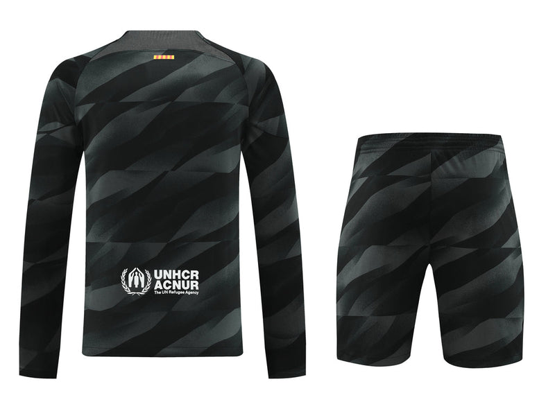 Conjunto de portero de manga larga del Barcelona - Fanático masculino 2023/2024 - Negro