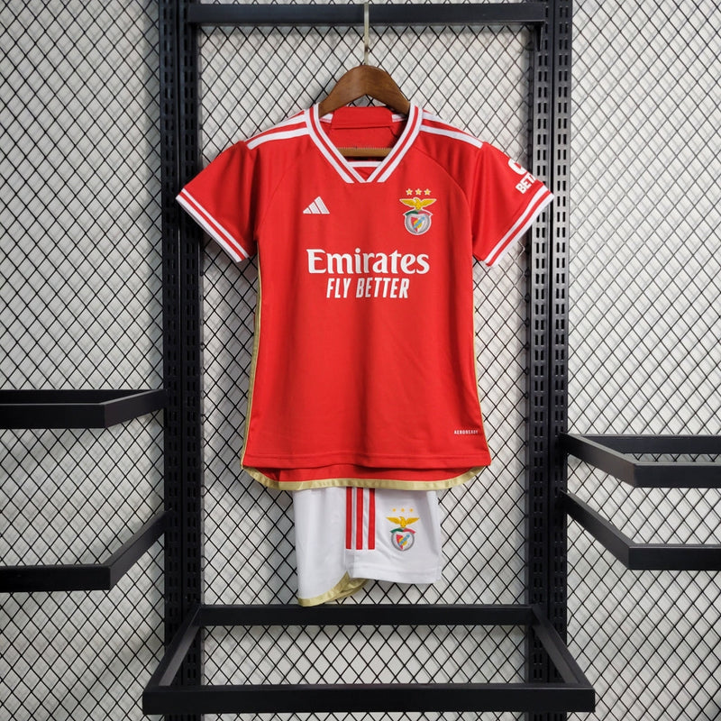 Camiseta y pantalón corto local del Benfica para niños 23/24 - Rojo