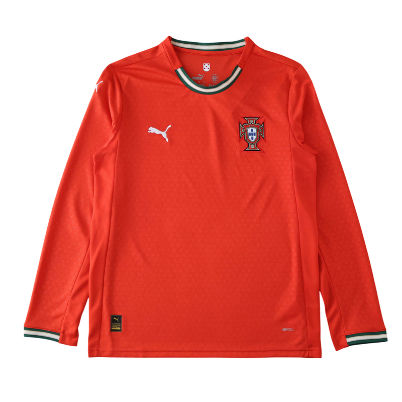 Camiseta local de la selección nacional de Portugal 24/25 - Camiseta de aficionado de manga larga para hombre - Roja