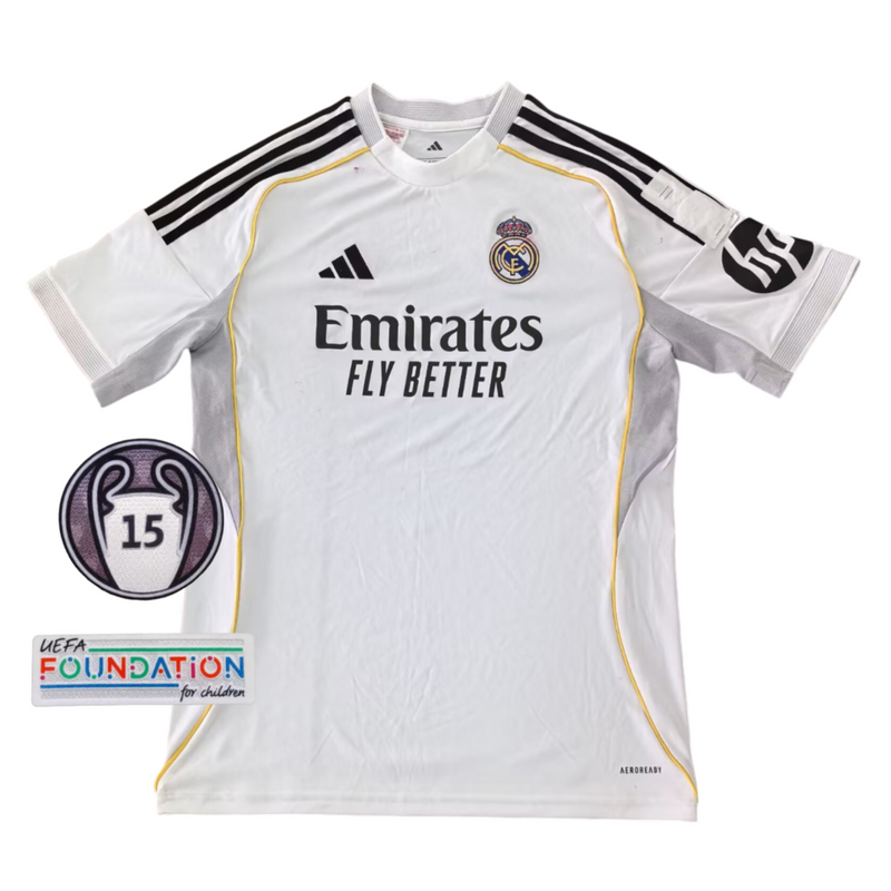 Camiseta de local del Real Madrid 25/26 para hombre, color blanco, lista para entrega