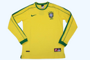 Camiseta retro de la selección brasileña - Camiseta de manga larga de Brasil 1998 para hombre - Amarilla