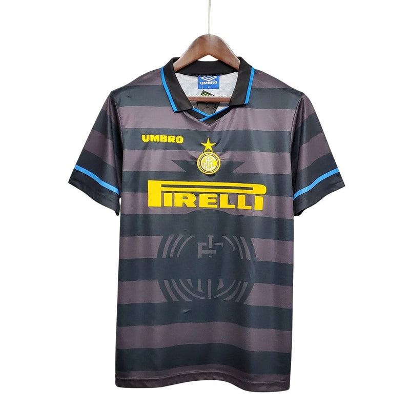 Camiseta retro de aficionado del Inter de Milán 97/98 para hombre (negro y azul)