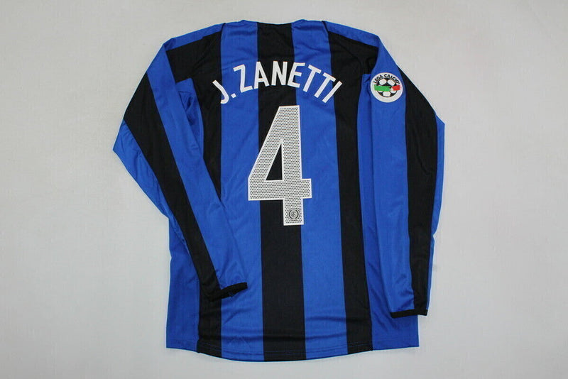 Camiseta retro de manga larga para aficionado del Inter de Milán 04-05 para hombre (azul y negro)
