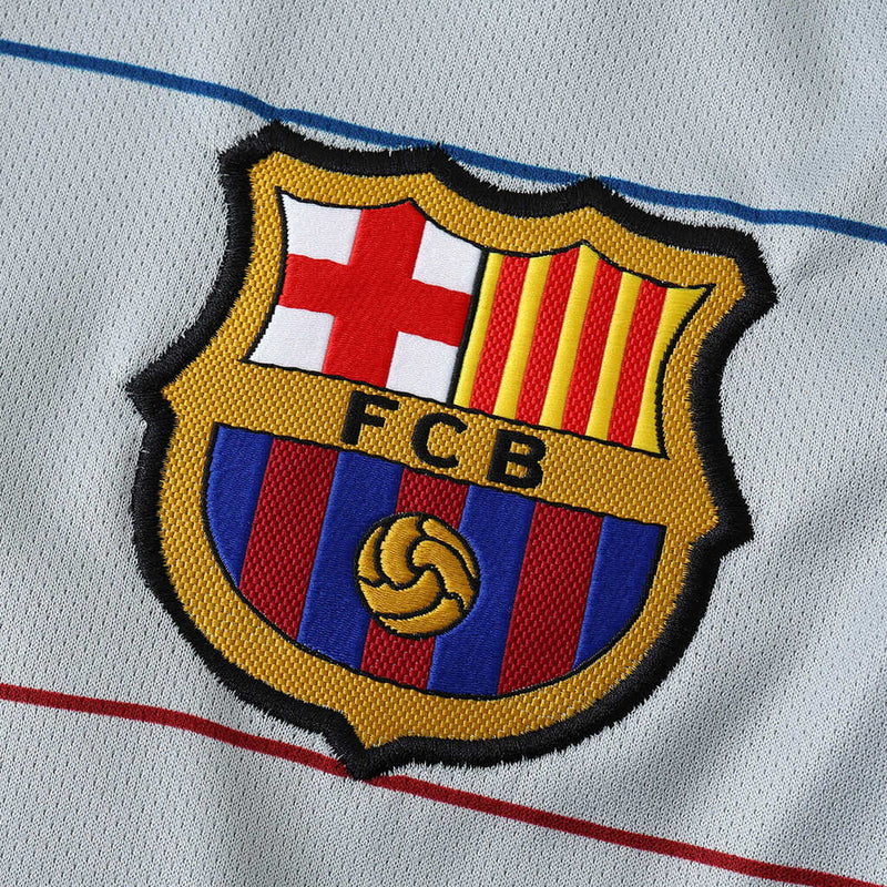 Camiseta retro de manga larga del Barcelona Away II 03/04 para hombre - Gris