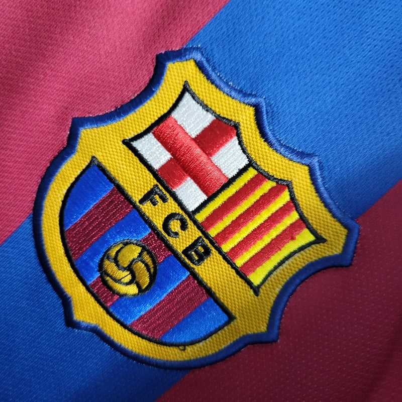 Camiseta Nike retro de manga larga para aficionado del Barcelona Home 2006 para hombre - Azul y granate