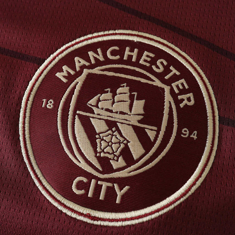 Camiseta de la tercera equipación del Manchester City - Tercera III 24/25 - Camiseta de aficionado para hombre - Borgoña