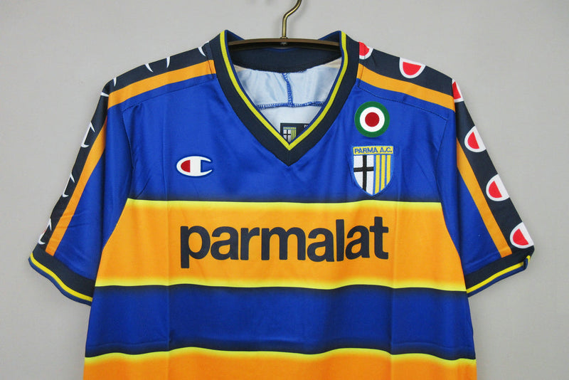 Camiseta retro de local del Parma 02/03 para hombre, color azul y amarillo