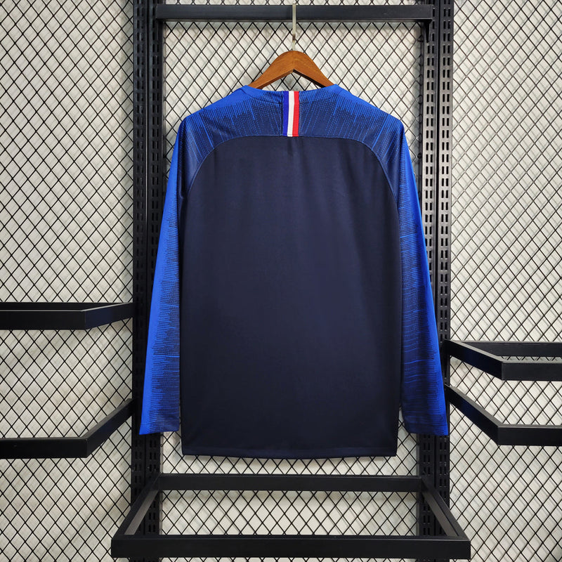 Camiseta retro de Francia 2018 - Manga larga Nike Fan para hombre - Azul
