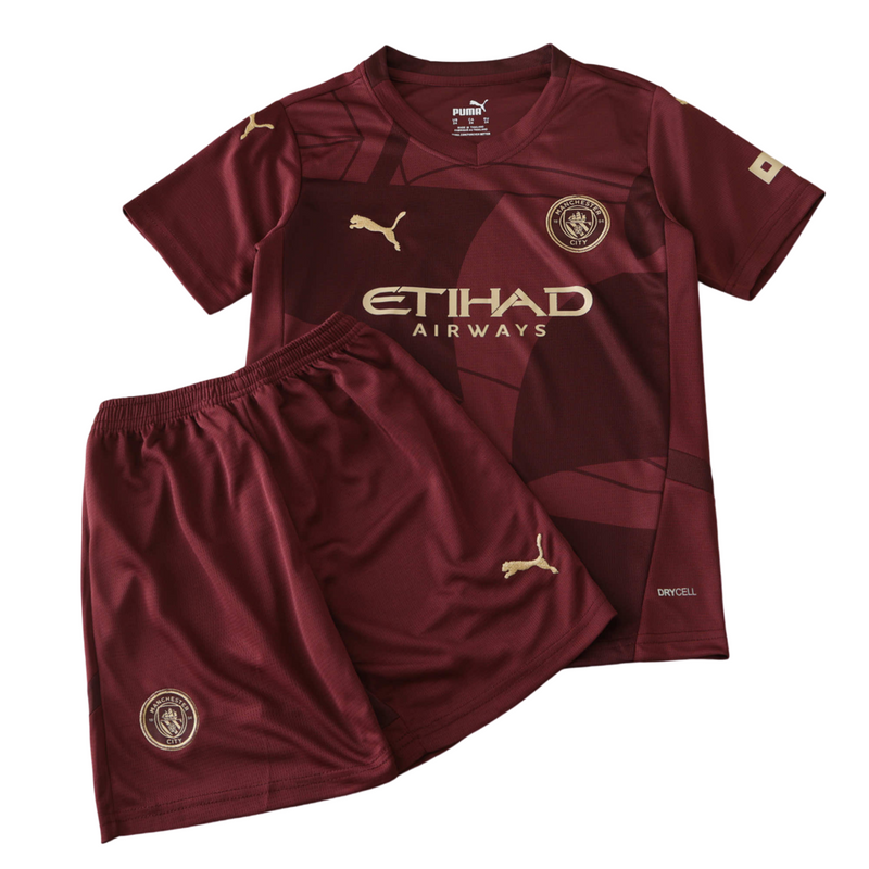 Camiseta y pantalón corto Manchester Third Third III 24/25 para niños - Morado