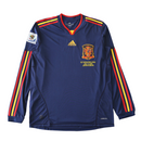 Camiseta retro de manga larga para aficionado de España (país visitante) del Mundial 2010 (azul)