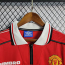 Camiseta retro de manga larga del Manchester United 98/99 para hombre - Roja