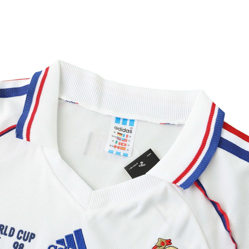 Camiseta retro de manga larga para hombre de la selección francesa visitante II - Blanca