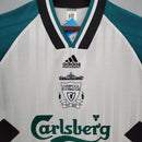 Camiseta retro de visitante del Liverpool 93/95 de Adidas para hombre (blanco, verde y negro)