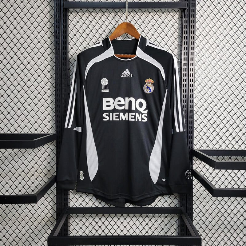 Camiseta retro de manga larga Adidas Real Madrid II 06/07 para hombre - Negra