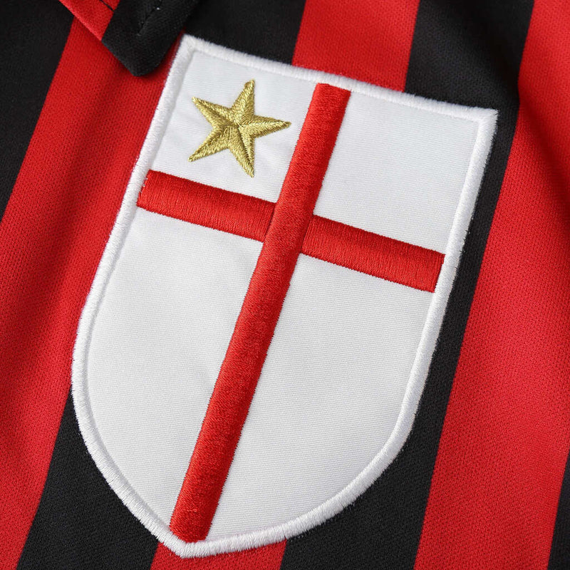 Camiseta retro de aficionado del Milan 99/00 Home I para hombre - Negro y rojo