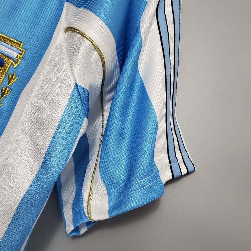 Camiseta Adidas retro de la selección argentina 1998 para hombre - Azul y blanco
