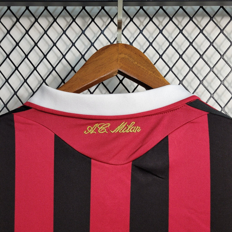 Camiseta retro de manga larga Adidas Fan Milan I 09/10 para hombre - Blanco y negro