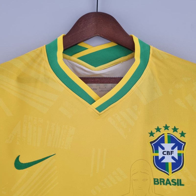 Camiseta Nike para hombre, edición especial de la selección brasileña, Cristo Redentor, color amarillo