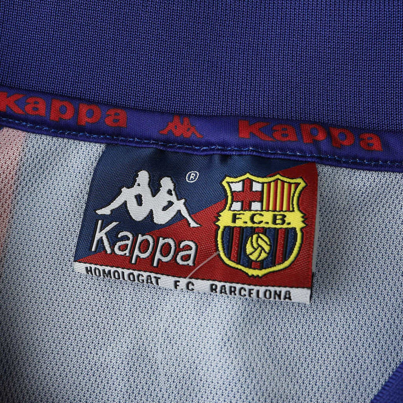 Camiseta retro de aficionado del Barcelona 96/97 de Kappa para hombre - Azul rey y rojo