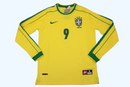 Camiseta retro de la selección brasileña - Camiseta de manga larga de Brasil 1998 para hombre - Amarilla