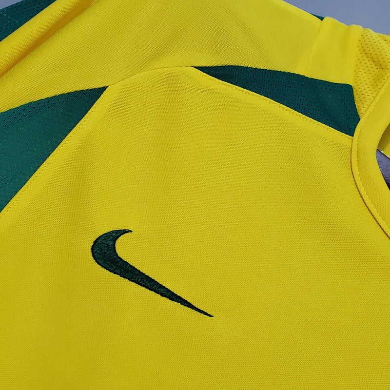 Camiseta retro de local de la selección brasileña 2002 para hombre - Amarilla