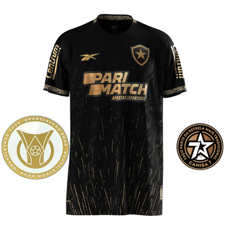 Camiseta de aficionado del Botafogo Visitante II 24/25 para hombre - Negra y dorada