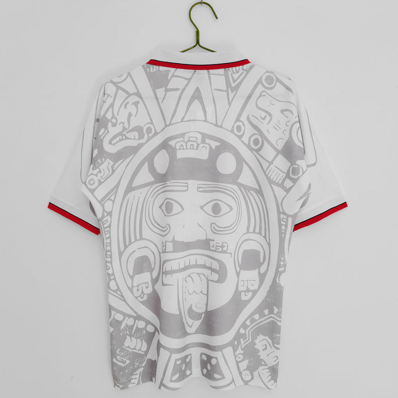 Camiseta retro de visitante de la selección nacional de México de la Copa II de 1998 para hombre - Blanca