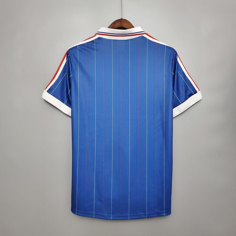 Camiseta Adidas de aficionado de Francia Retro I Home 1982 para hombre - Azul